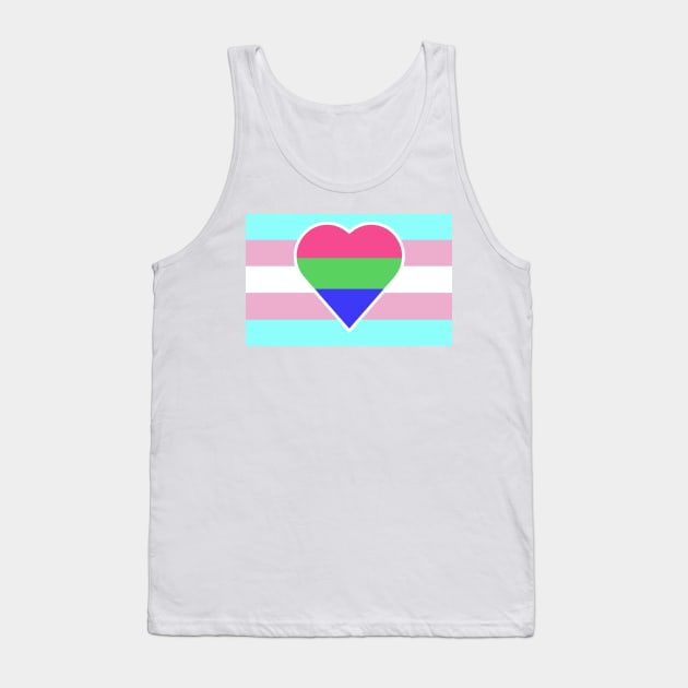 Transgender Pride Flag with Polysexual/Polyromantic Heart Tank Top by DisneyFanatic23